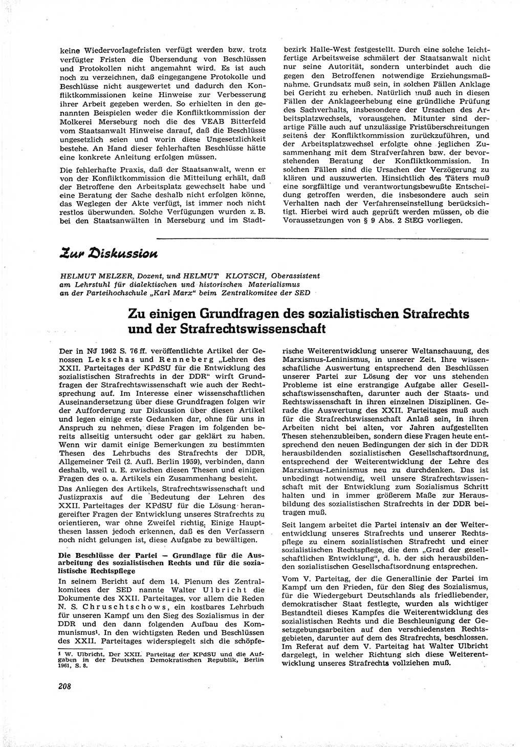 Neue Justiz (NJ), Zeitschrift für Recht und Rechtswissenschaft [Deutsche Demokratische Republik (DDR)], 16. Jahrgang 1962, Seite 208 (NJ DDR 1962, S. 208)