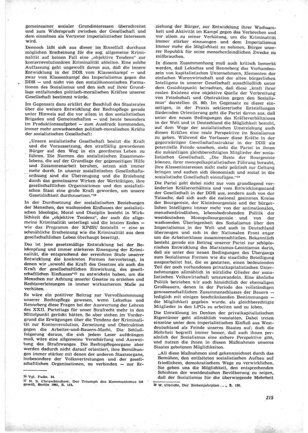 Neue Justiz (NJ), Zeitschrift für Recht und Rechtswissenschaft [Deutsche Demokratische Republik (DDR)], 16. Jahrgang 1962, Seite 215 (NJ DDR 1962, S. 215)