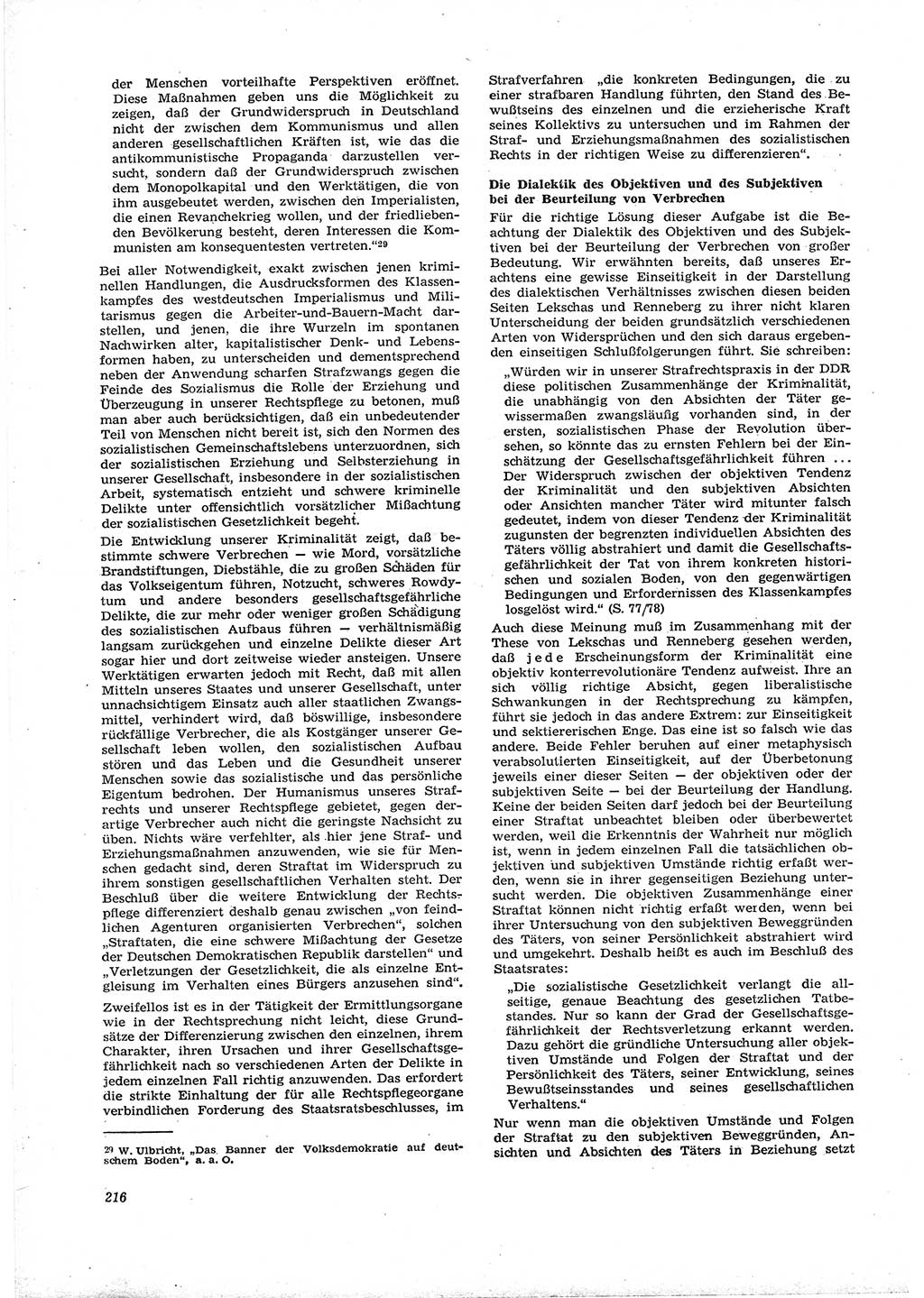 Neue Justiz (NJ), Zeitschrift für Recht und Rechtswissenschaft [Deutsche Demokratische Republik (DDR)], 16. Jahrgang 1962, Seite 216 (NJ DDR 1962, S. 216)