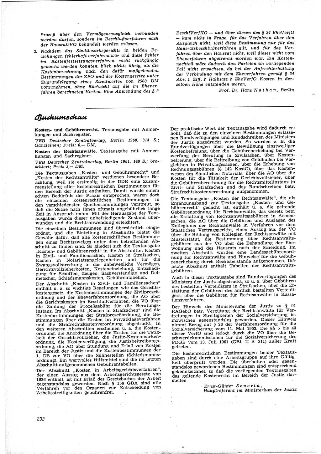 Neue Justiz (NJ), Zeitschrift für Recht und Rechtswissenschaft [Deutsche Demokratische Republik (DDR)], 16. Jahrgang 1962, Seite 232 (NJ DDR 1962, S. 232)