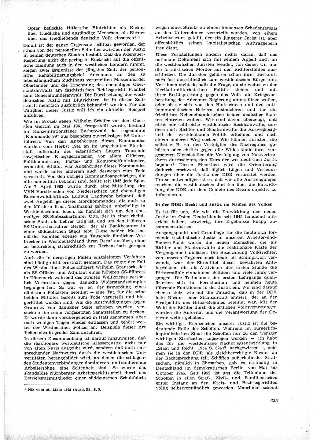 Neue Justiz (NJ), Zeitschrift für Recht und Rechtswissenschaft [Deutsche Demokratische Republik (DDR)], 16. Jahrgang 1962, Seite 235 (NJ DDR 1962, S. 235)