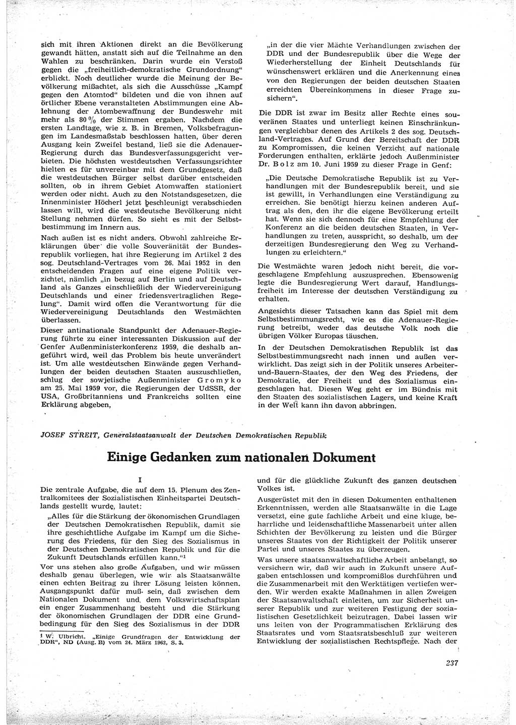 Neue Justiz (NJ), Zeitschrift für Recht und Rechtswissenschaft [Deutsche Demokratische Republik (DDR)], 16. Jahrgang 1962, Seite 237 (NJ DDR 1962, S. 237)