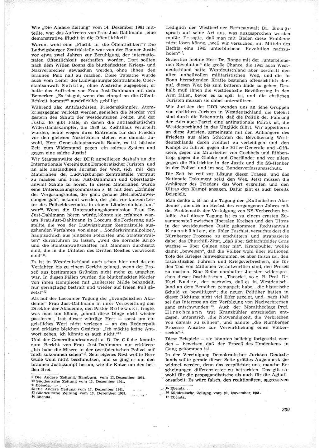 Neue Justiz (NJ), Zeitschrift für Recht und Rechtswissenschaft [Deutsche Demokratische Republik (DDR)], 16. Jahrgang 1962, Seite 239 (NJ DDR 1962, S. 239)