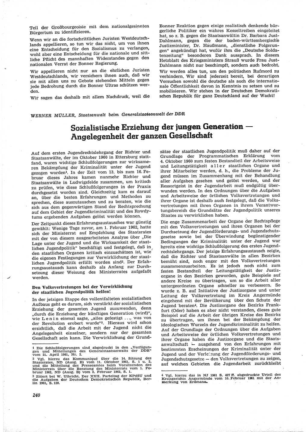 Neue Justiz (NJ), Zeitschrift für Recht und Rechtswissenschaft [Deutsche Demokratische Republik (DDR)], 16. Jahrgang 1962, Seite 240 (NJ DDR 1962, S. 240)