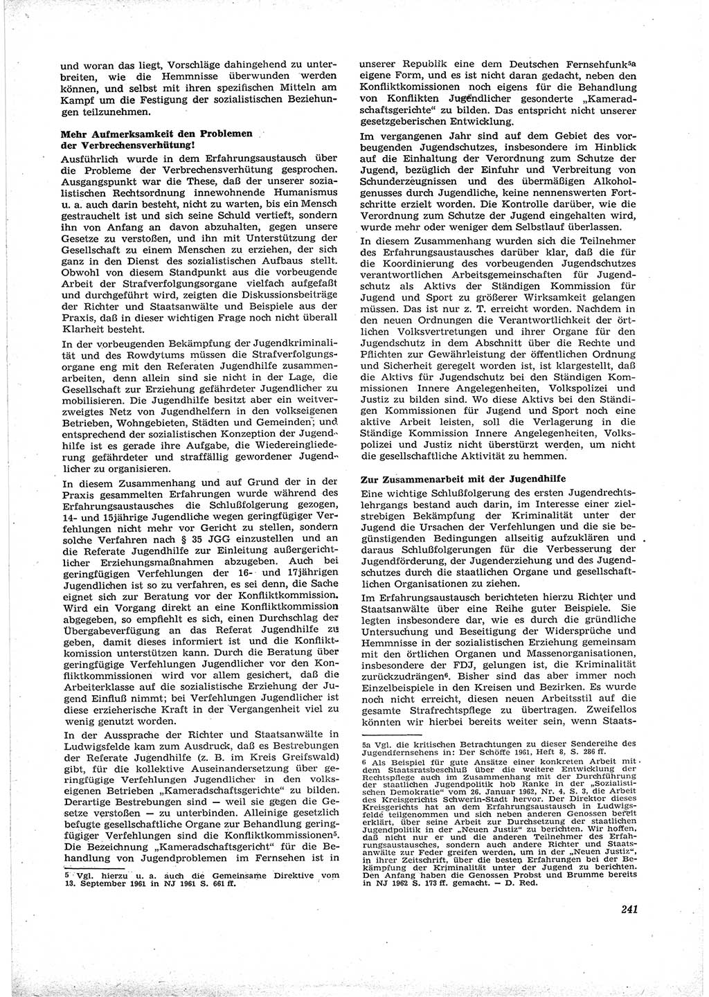 Neue Justiz (NJ), Zeitschrift für Recht und Rechtswissenschaft [Deutsche Demokratische Republik (DDR)], 16. Jahrgang 1962, Seite 241 (NJ DDR 1962, S. 241)