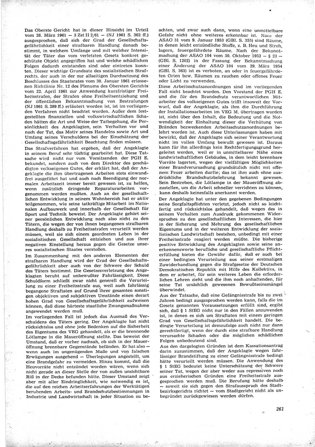 Neue Justiz (NJ), Zeitschrift für Recht und Rechtswissenschaft [Deutsche Demokratische Republik (DDR)], 16. Jahrgang 1962, Seite 261 (NJ DDR 1962, S. 261)