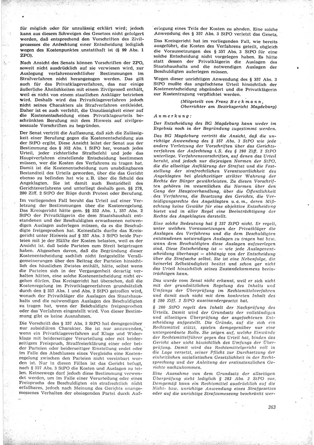Neue Justiz (NJ), Zeitschrift für Recht und Rechtswissenschaft [Deutsche Demokratische Republik (DDR)], 16. Jahrgang 1962, Seite 263 (NJ DDR 1962, S. 263)
