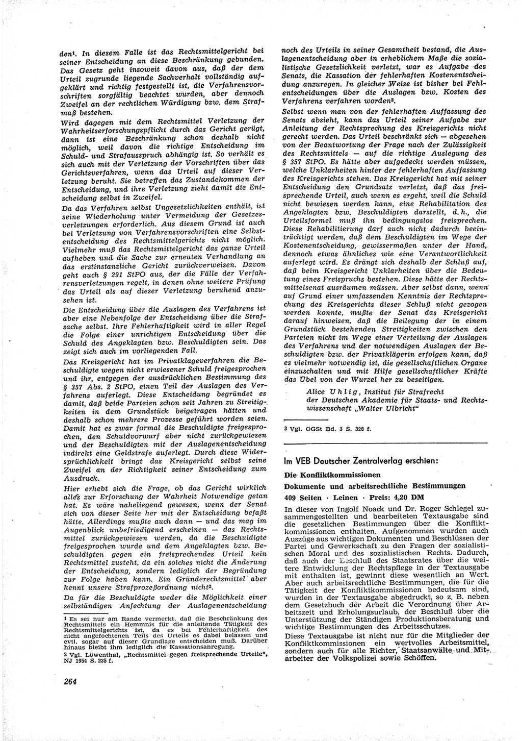 Neue Justiz (NJ), Zeitschrift für Recht und Rechtswissenschaft [Deutsche Demokratische Republik (DDR)], 16. Jahrgang 1962, Seite 264 (NJ DDR 1962, S. 264)