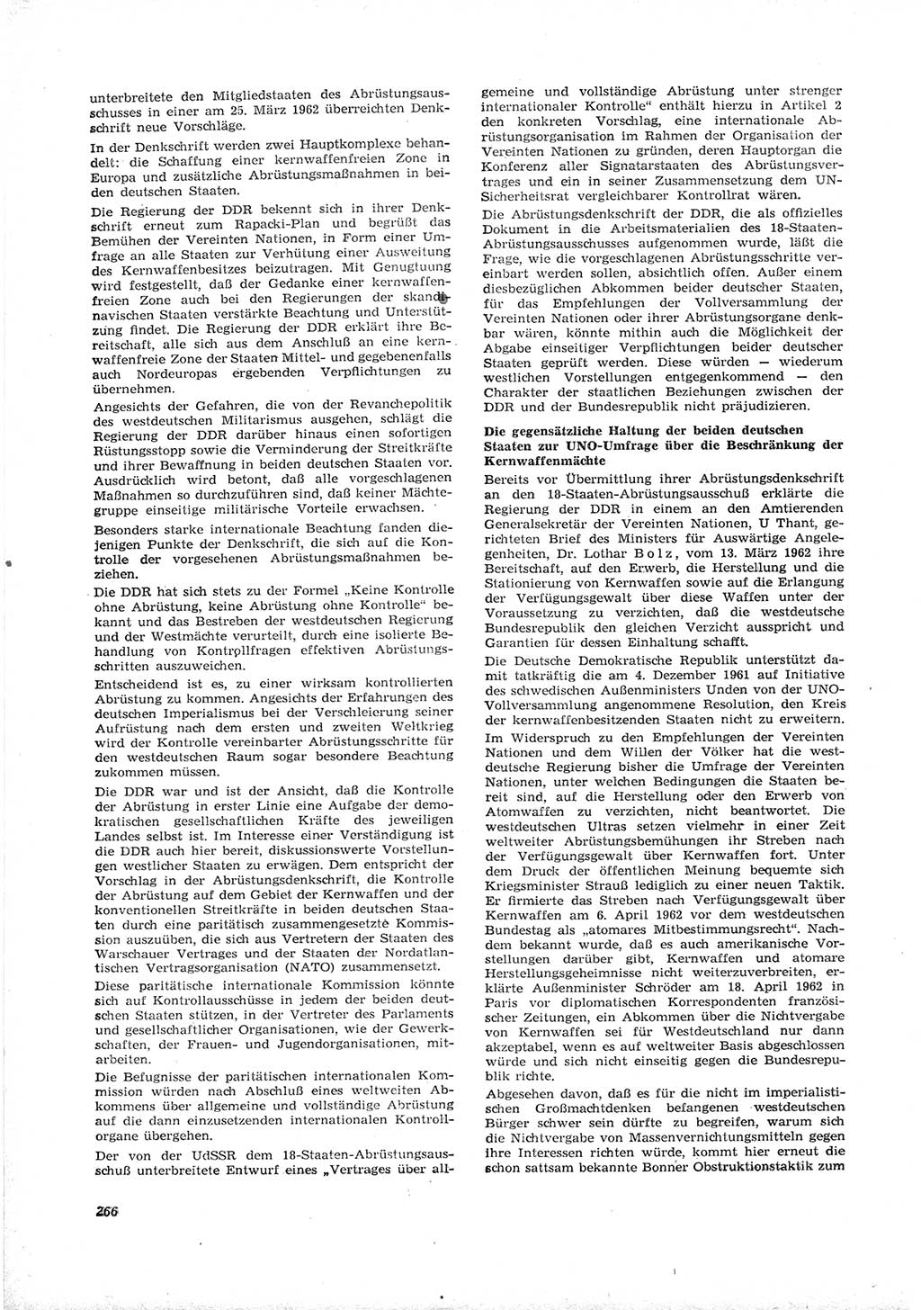 Neue Justiz (NJ), Zeitschrift für Recht und Rechtswissenschaft [Deutsche Demokratische Republik (DDR)], 16. Jahrgang 1962, Seite 266 (NJ DDR 1962, S. 266)