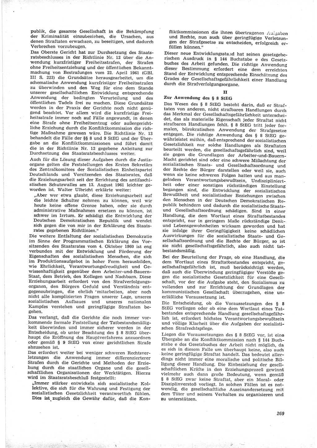 Neue Justiz (NJ), Zeitschrift für Recht und Rechtswissenschaft [Deutsche Demokratische Republik (DDR)], 16. Jahrgang 1962, Seite 269 (NJ DDR 1962, S. 269)