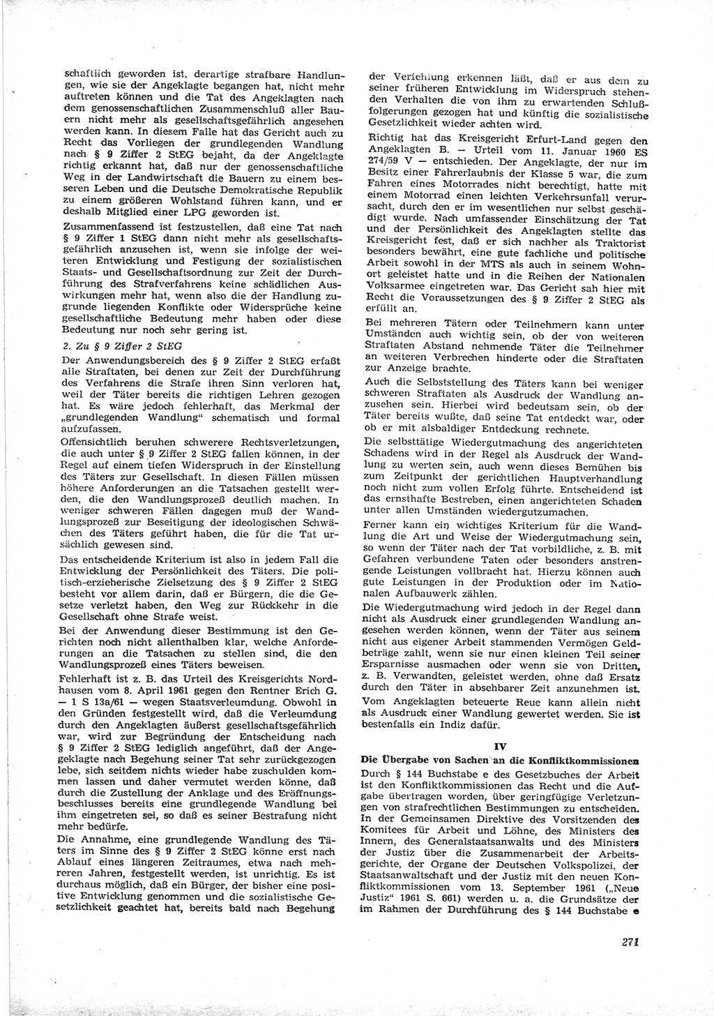 Neue Justiz (NJ), Zeitschrift für Recht und Rechtswissenschaft [Deutsche Demokratische Republik (DDR)], 16. Jahrgang 1962, Seite 271 (NJ DDR 1962, S. 271)