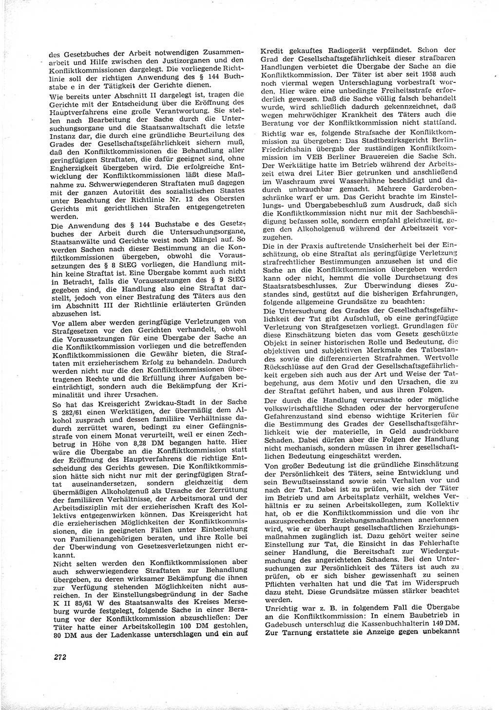 Neue Justiz (NJ), Zeitschrift für Recht und Rechtswissenschaft [Deutsche Demokratische Republik (DDR)], 16. Jahrgang 1962, Seite 272 (NJ DDR 1962, S. 272)