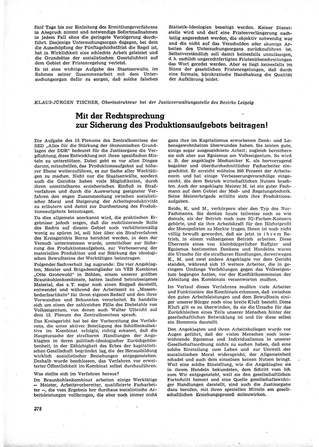 Neue Justiz (NJ), Zeitschrift für Recht und Rechtswissenschaft [Deutsche Demokratische Republik (DDR)], 16. Jahrgang 1962, Seite 278 (NJ DDR 1962, S. 278)