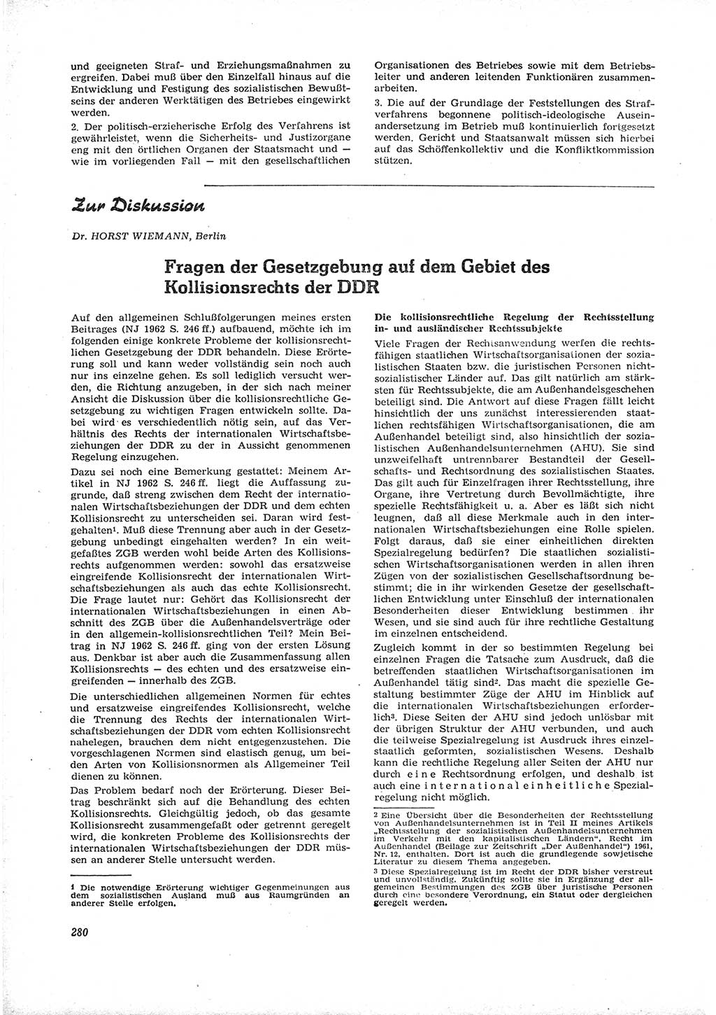 Neue Justiz (NJ), Zeitschrift für Recht und Rechtswissenschaft [Deutsche Demokratische Republik (DDR)], 16. Jahrgang 1962, Seite 280 (NJ DDR 1962, S. 280)