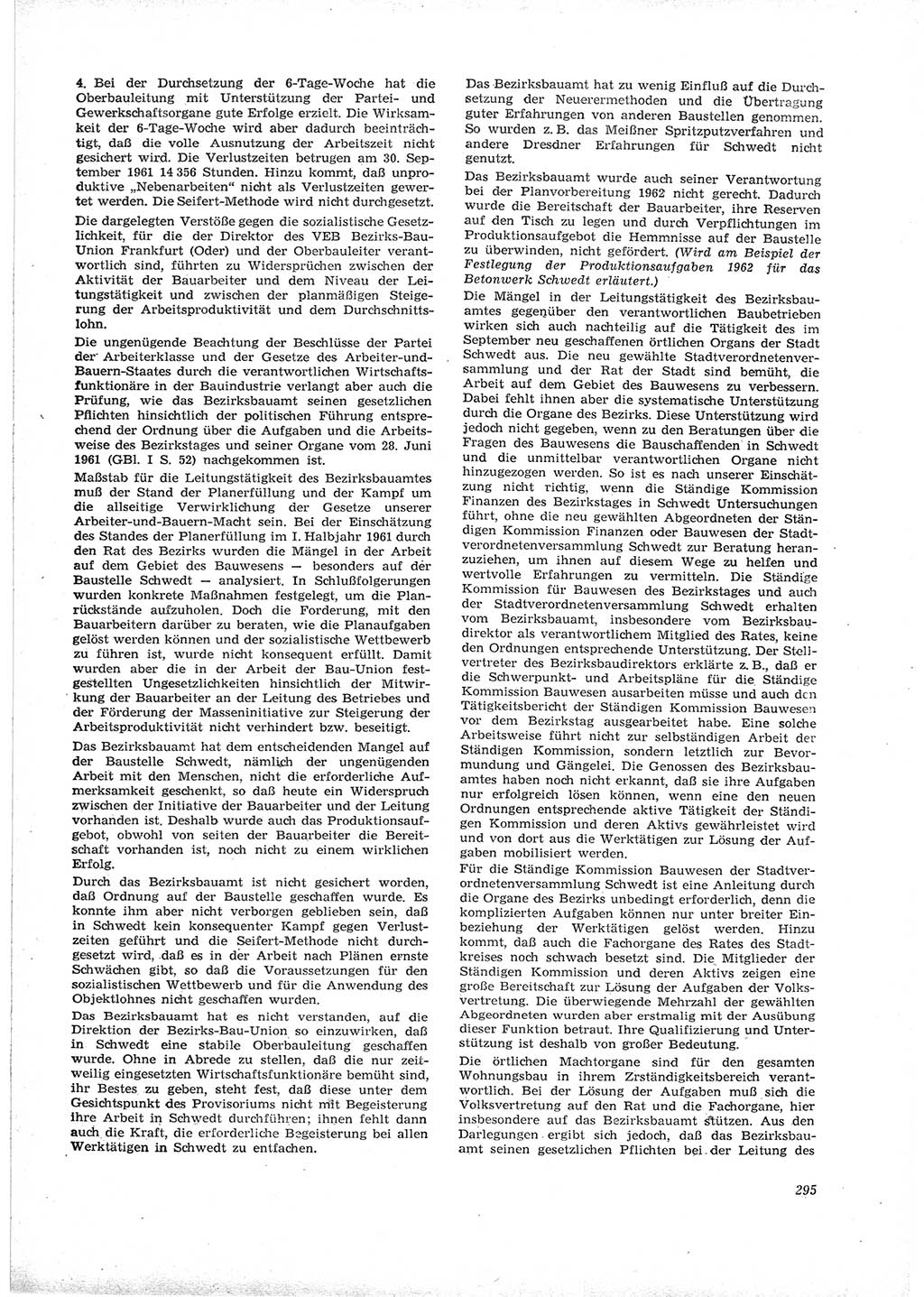Neue Justiz (NJ), Zeitschrift für Recht und Rechtswissenschaft [Deutsche Demokratische Republik (DDR)], 16. Jahrgang 1962, Seite 295 (NJ DDR 1962, S. 295)