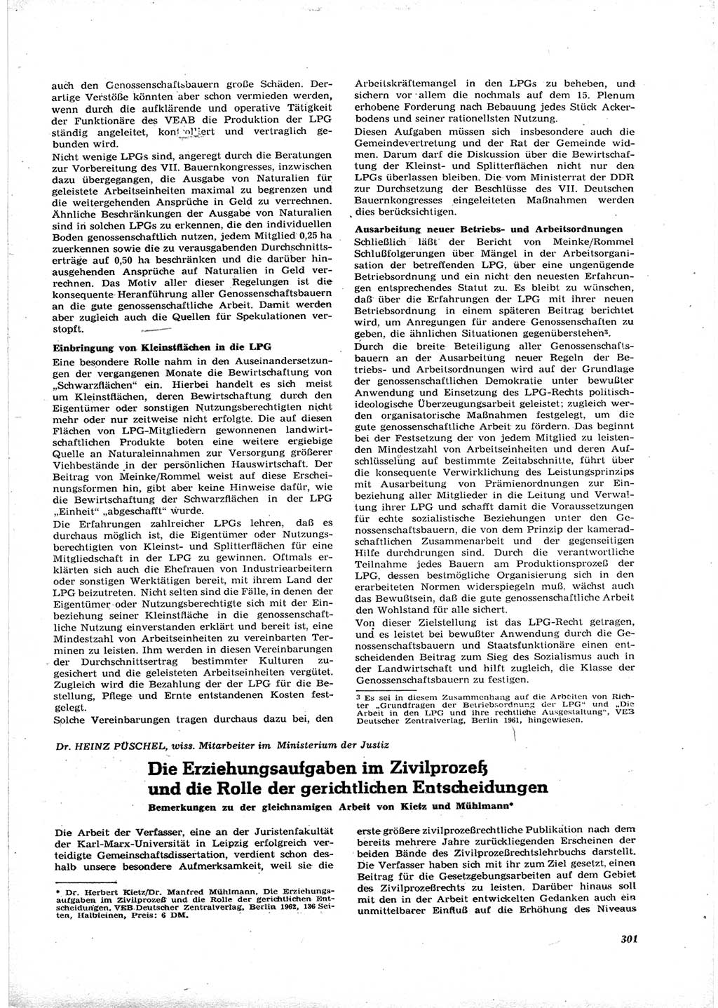 Neue Justiz (NJ), Zeitschrift für Recht und Rechtswissenschaft [Deutsche Demokratische Republik (DDR)], 16. Jahrgang 1962, Seite 301 (NJ DDR 1962, S. 301)