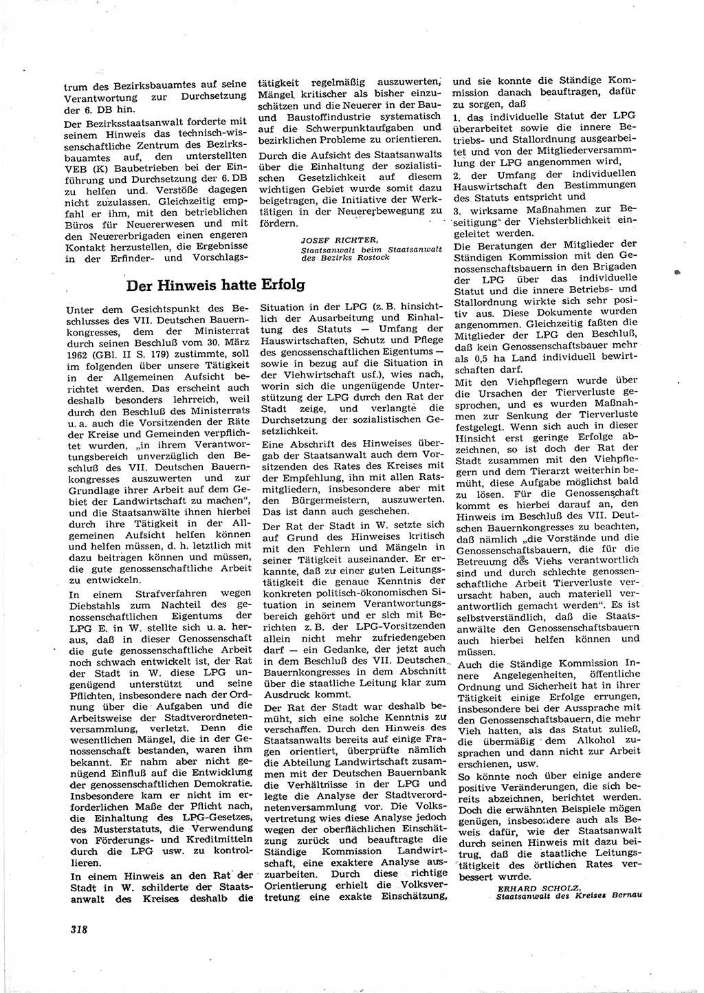 Neue Justiz (NJ), Zeitschrift für Recht und Rechtswissenschaft [Deutsche Demokratische Republik (DDR)], 16. Jahrgang 1962, Seite 318 (NJ DDR 1962, S. 318)