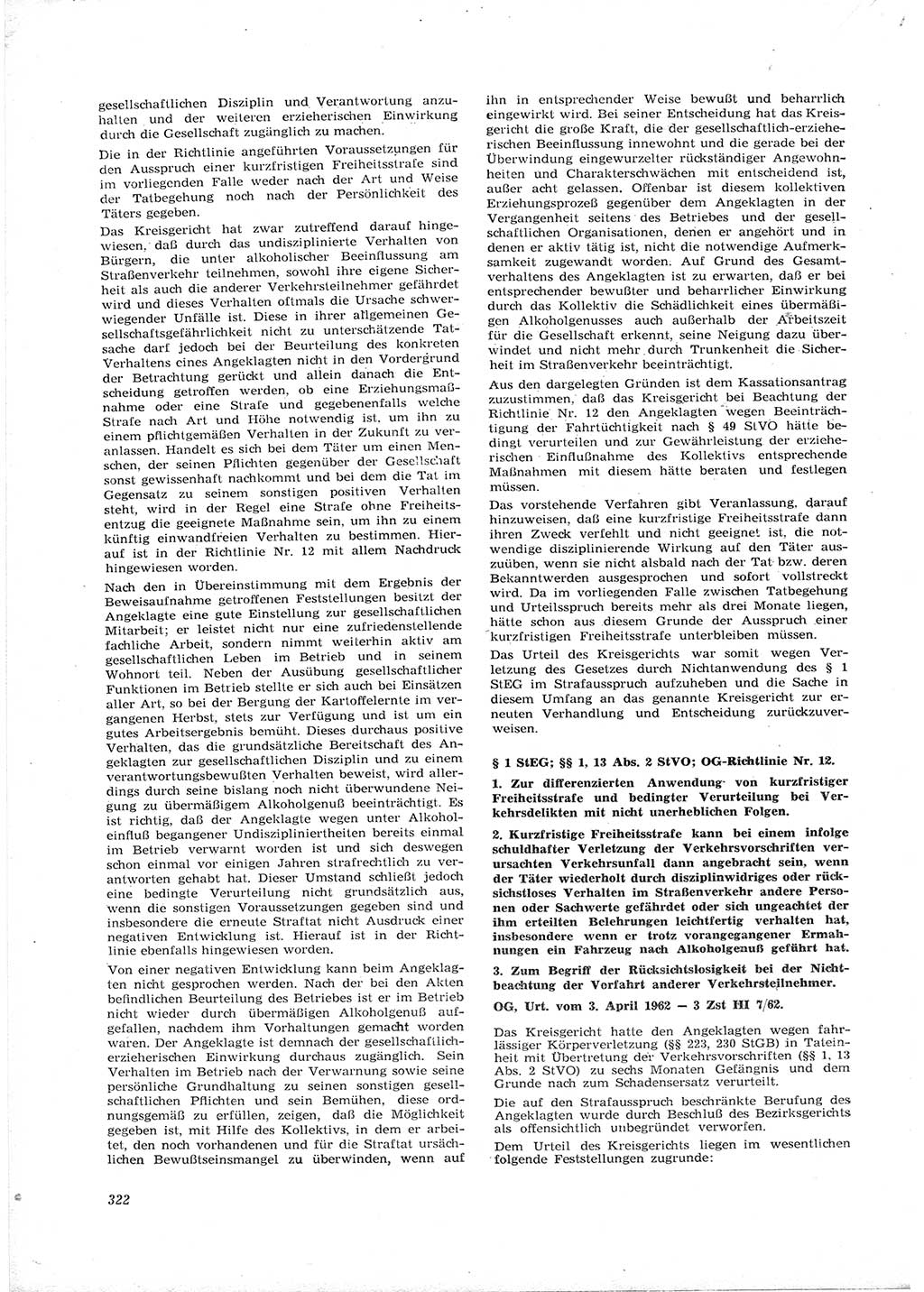 Neue Justiz (NJ), Zeitschrift für Recht und Rechtswissenschaft [Deutsche Demokratische Republik (DDR)], 16. Jahrgang 1962, Seite 322 (NJ DDR 1962, S. 322)