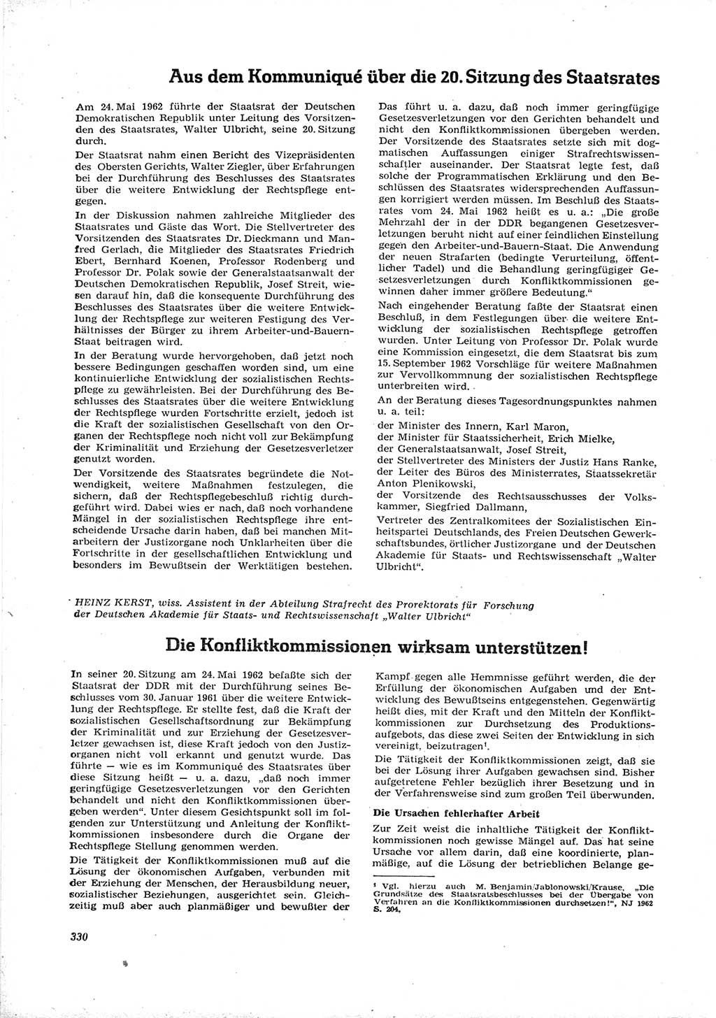 Neue Justiz (NJ), Zeitschrift für Recht und Rechtswissenschaft [Deutsche Demokratische Republik (DDR)], 16. Jahrgang 1962, Seite 330 (NJ DDR 1962, S. 330)