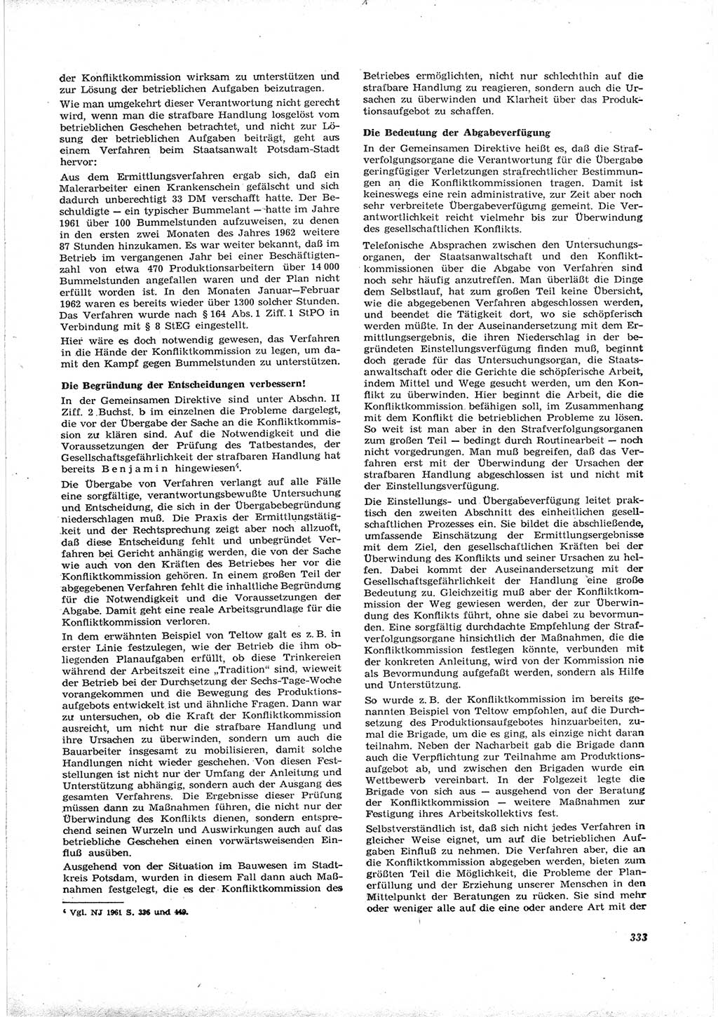 Neue Justiz (NJ), Zeitschrift für Recht und Rechtswissenschaft [Deutsche Demokratische Republik (DDR)], 16. Jahrgang 1962, Seite 333 (NJ DDR 1962, S. 333)