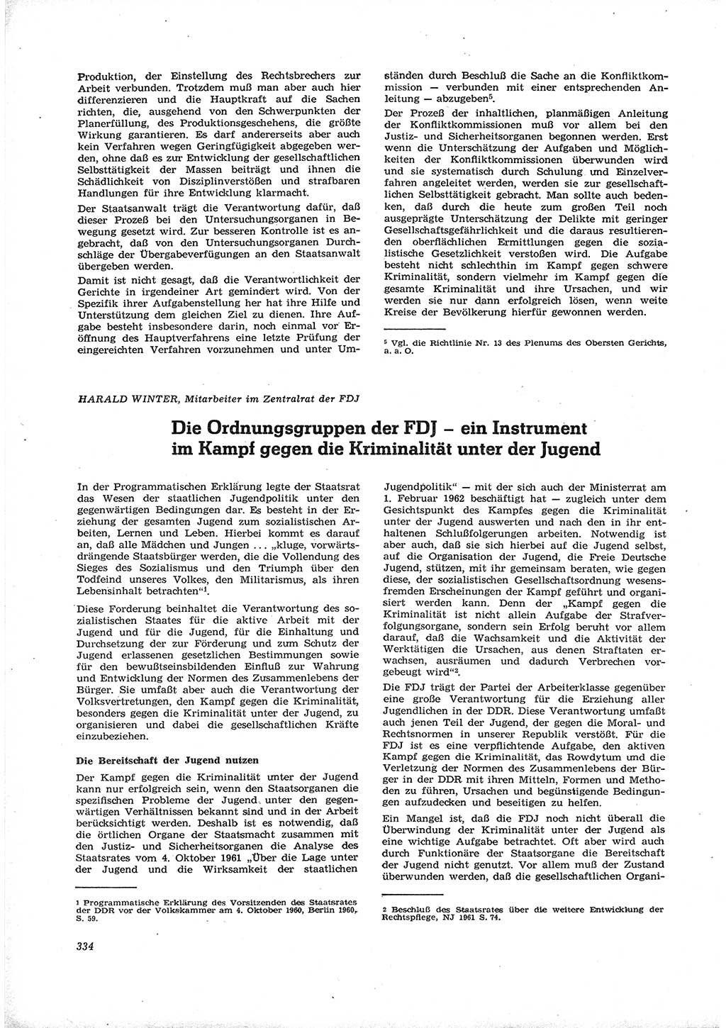Neue Justiz (NJ), Zeitschrift für Recht und Rechtswissenschaft [Deutsche Demokratische Republik (DDR)], 16. Jahrgang 1962, Seite 334 (NJ DDR 1962, S. 334)