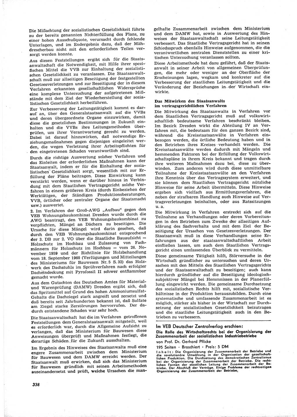 Neue Justiz (NJ), Zeitschrift für Recht und Rechtswissenschaft [Deutsche Demokratische Republik (DDR)], 16. Jahrgang 1962, Seite 338 (NJ DDR 1962, S. 338)