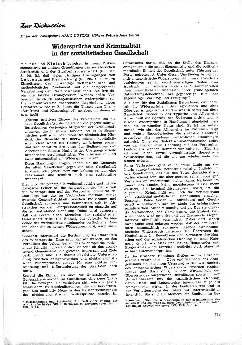 Neue Justiz (NJ), Zeitschrift für Recht und Rechtswissenschaft [Deutsche Demokratische Republik (DDR)], 16. Jahrgang 1962, Seite 339 (NJ DDR 1962, S. 339)