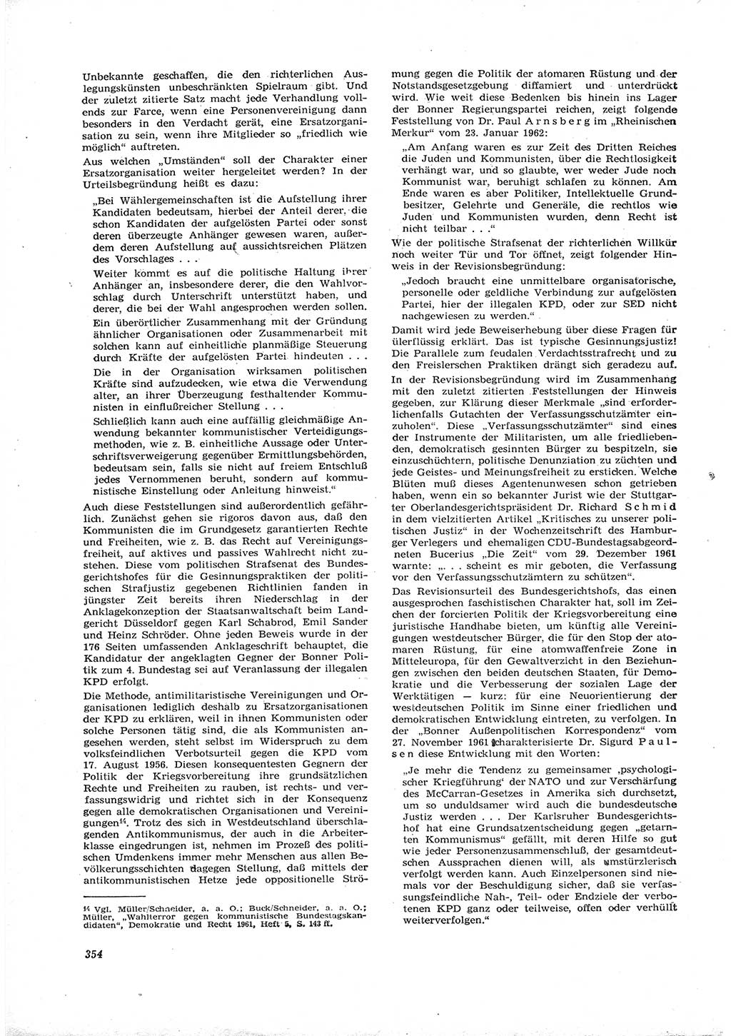 Neue Justiz (NJ), Zeitschrift für Recht und Rechtswissenschaft [Deutsche Demokratische Republik (DDR)], 16. Jahrgang 1962, Seite 354 (NJ DDR 1962, S. 354)