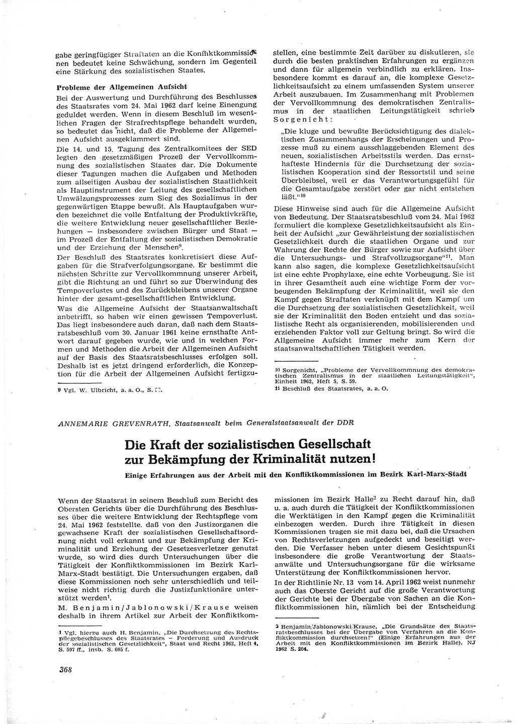 Neue Justiz (NJ), Zeitschrift für Recht und Rechtswissenschaft [Deutsche Demokratische Republik (DDR)], 16. Jahrgang 1962, Seite 368 (NJ DDR 1962, S. 368)