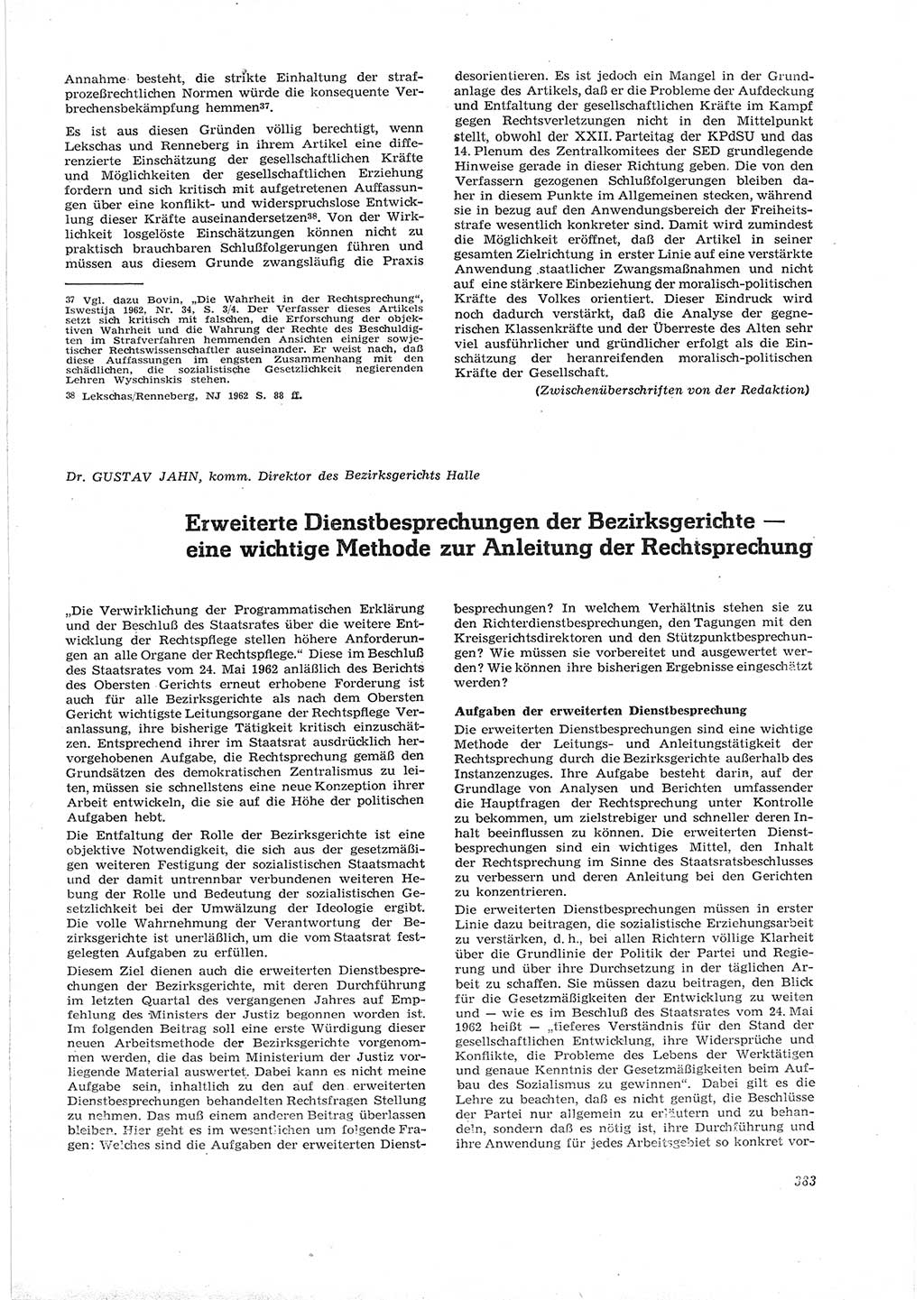 Neue Justiz (NJ), Zeitschrift für Recht und Rechtswissenschaft [Deutsche Demokratische Republik (DDR)], 16. Jahrgang 1962, Seite 383 (NJ DDR 1962, S. 383)