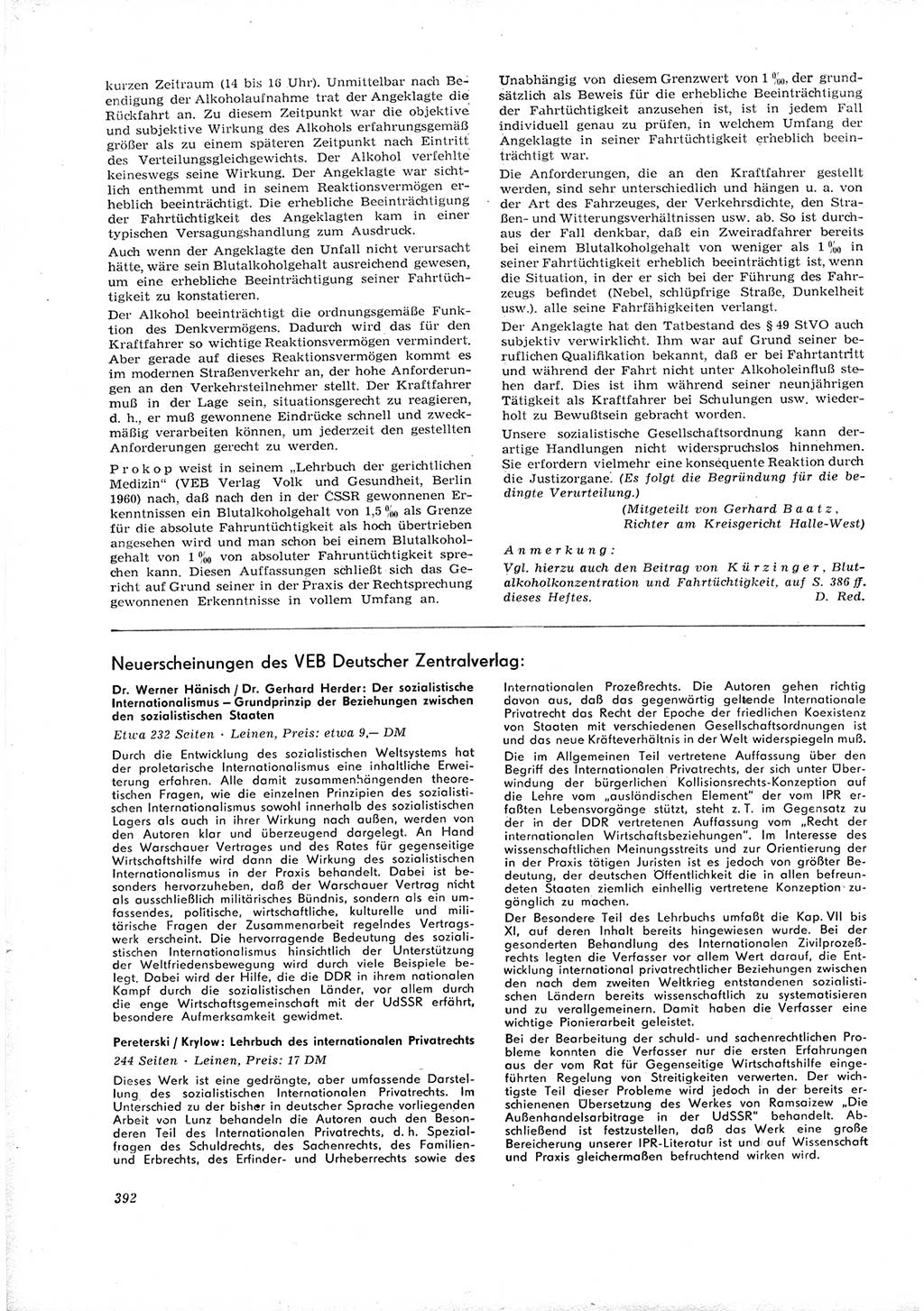 Neue Justiz (NJ), Zeitschrift für Recht und Rechtswissenschaft [Deutsche Demokratische Republik (DDR)], 16. Jahrgang 1962, Seite 392 (NJ DDR 1962, S. 392)