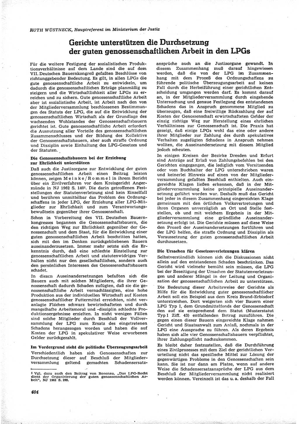 Neue Justiz (NJ), Zeitschrift für Recht und Rechtswissenschaft [Deutsche Demokratische Republik (DDR)], 16. Jahrgang 1962, Seite 404 (NJ DDR 1962, S. 404)