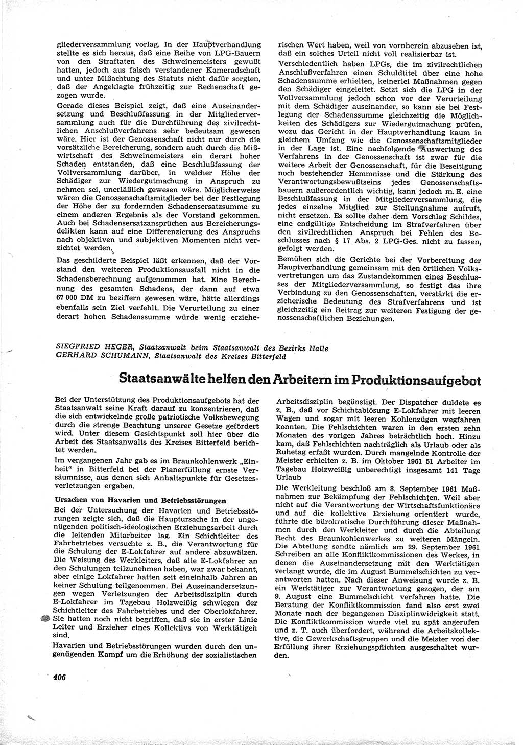 Neue Justiz (NJ), Zeitschrift für Recht und Rechtswissenschaft [Deutsche Demokratische Republik (DDR)], 16. Jahrgang 1962, Seite 406 (NJ DDR 1962, S. 406)