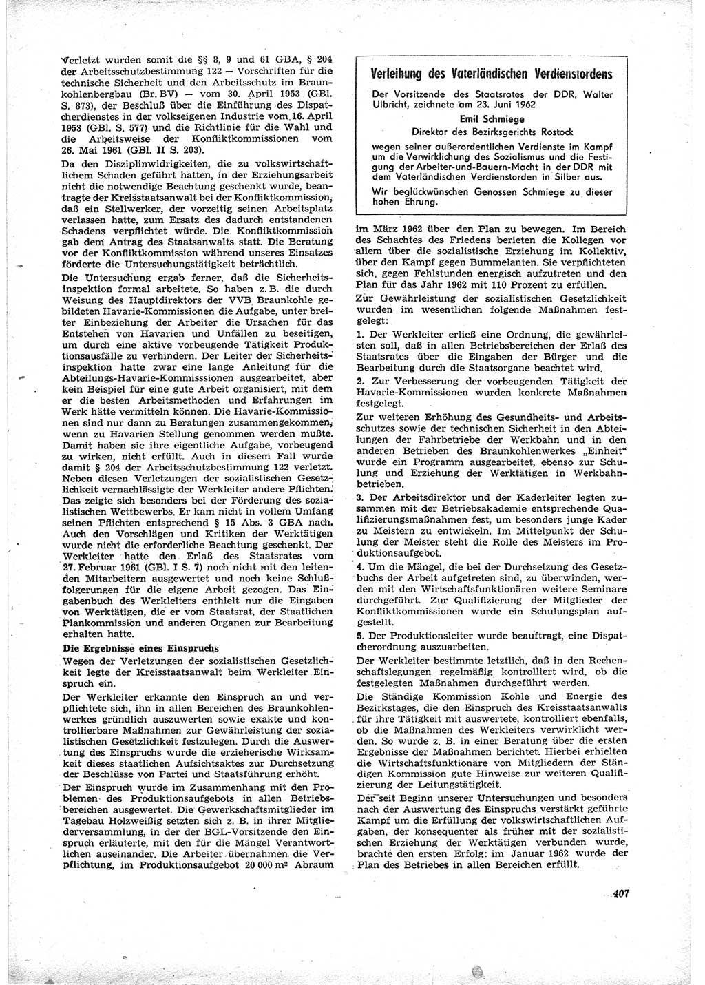 Neue Justiz (NJ), Zeitschrift für Recht und Rechtswissenschaft [Deutsche Demokratische Republik (DDR)], 16. Jahrgang 1962, Seite 407 (NJ DDR 1962, S. 407)