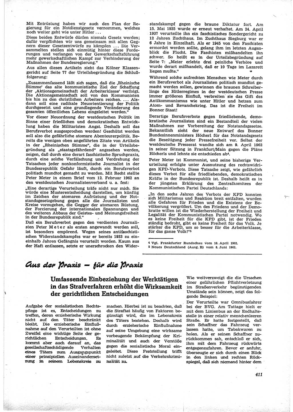Neue Justiz (NJ), Zeitschrift für Recht und Rechtswissenschaft [Deutsche Demokratische Republik (DDR)], 16. Jahrgang 1962, Seite 411 (NJ DDR 1962, S. 411)