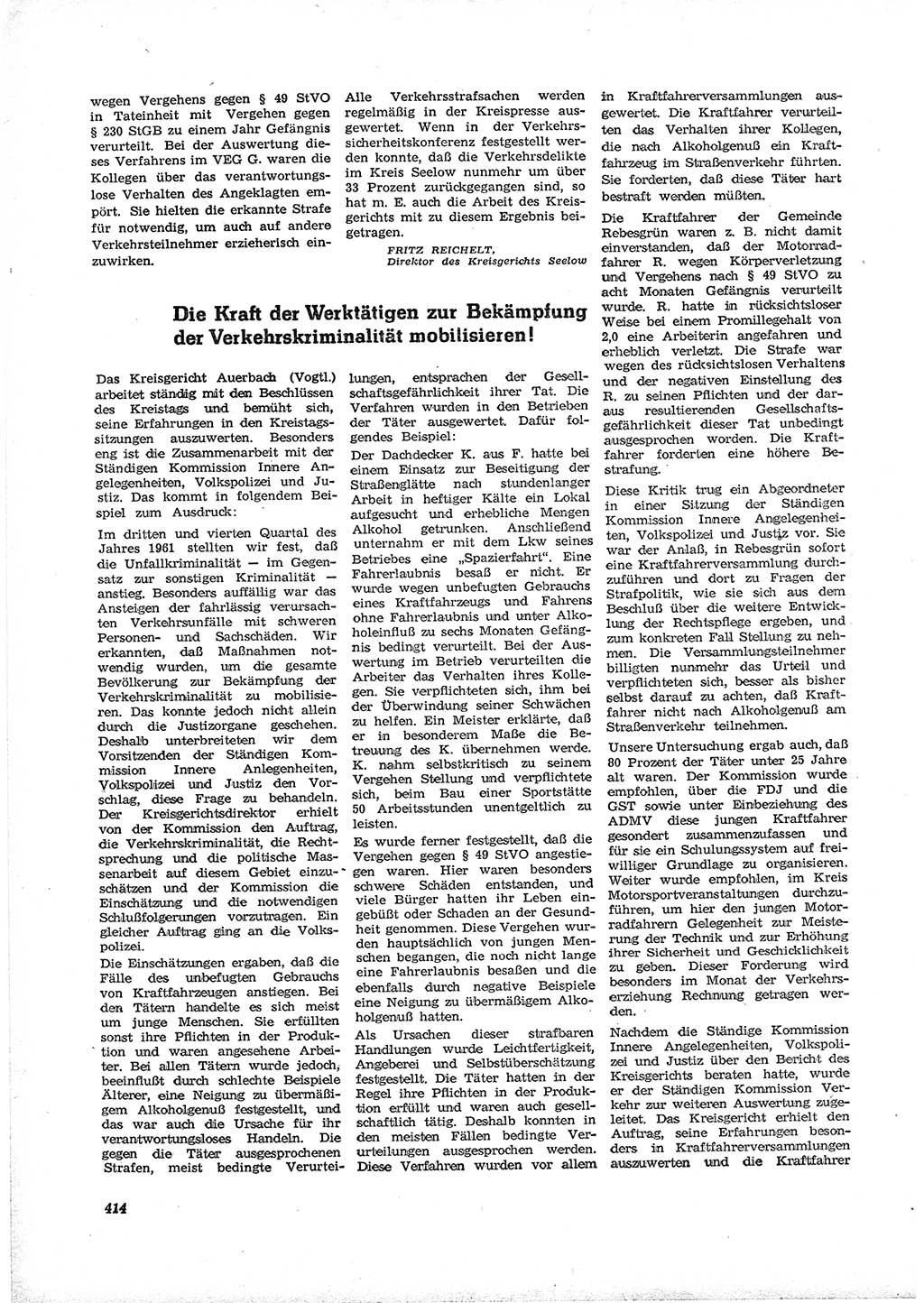 Neue Justiz (NJ), Zeitschrift für Recht und Rechtswissenschaft [Deutsche Demokratische Republik (DDR)], 16. Jahrgang 1962, Seite 414 (NJ DDR 1962, S. 414)