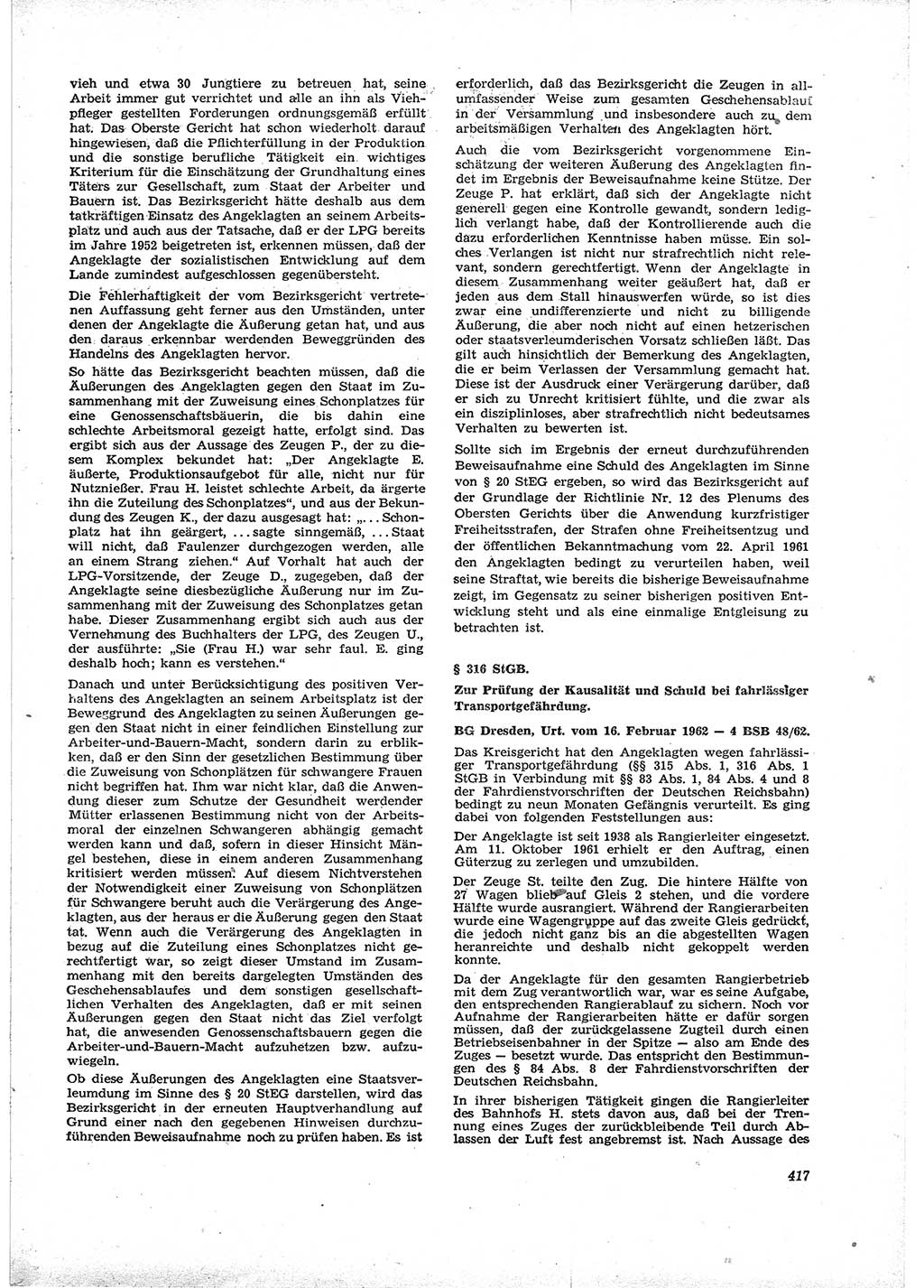 Neue Justiz (NJ), Zeitschrift für Recht und Rechtswissenschaft [Deutsche Demokratische Republik (DDR)], 16. Jahrgang 1962, Seite 417 (NJ DDR 1962, S. 417)