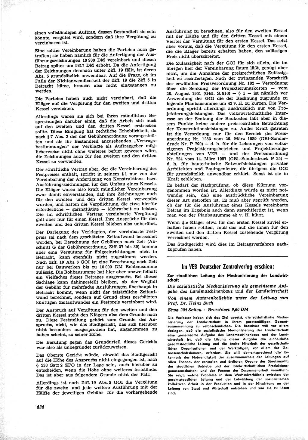 Neue Justiz (NJ), Zeitschrift für Recht und Rechtswissenschaft [Deutsche Demokratische Republik (DDR)], 16. Jahrgang 1962, Seite 424 (NJ DDR 1962, S. 424)