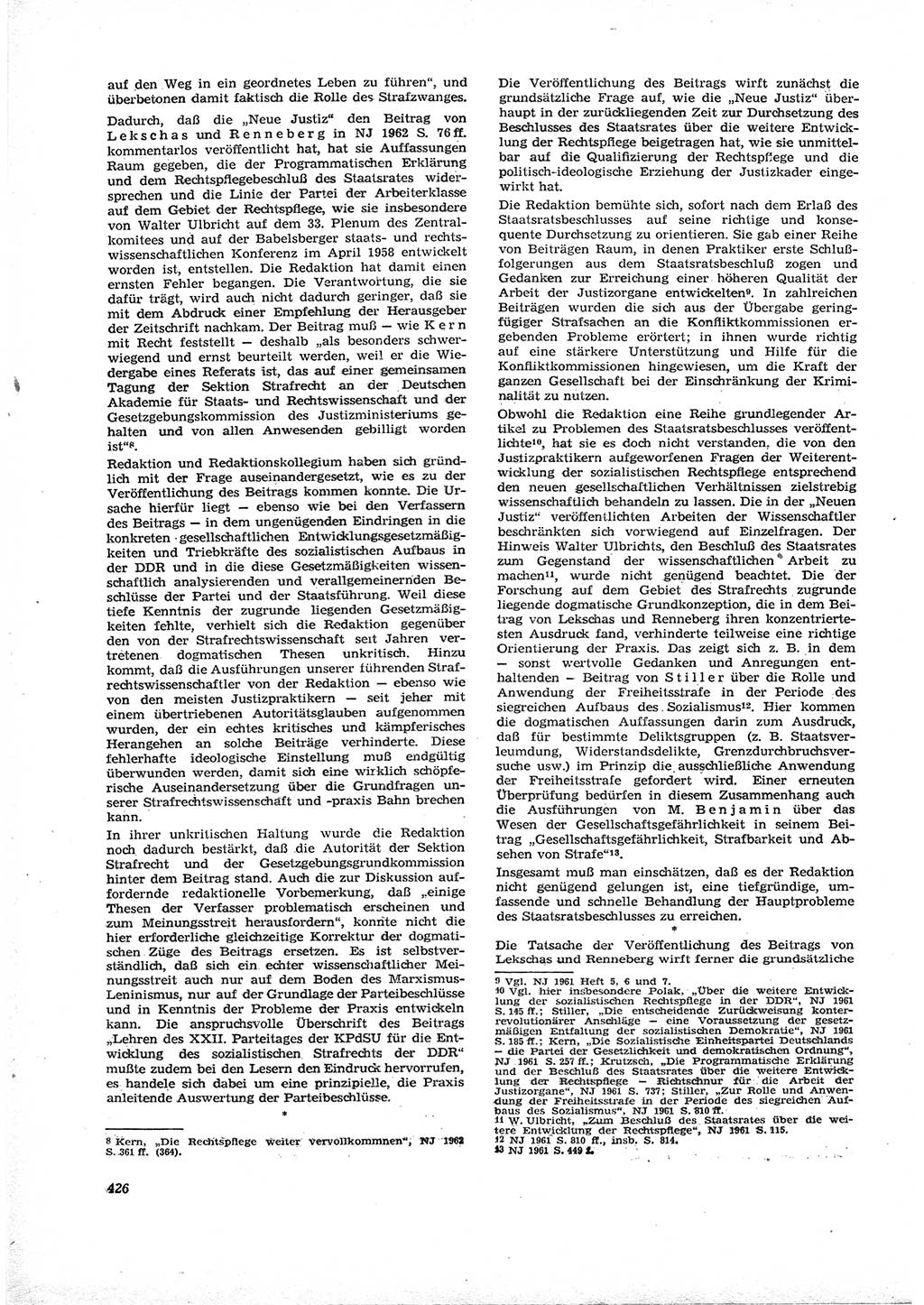 Neue Justiz (NJ), Zeitschrift für Recht und Rechtswissenschaft [Deutsche Demokratische Republik (DDR)], 16. Jahrgang 1962, Seite 426 (NJ DDR 1962, S. 426)