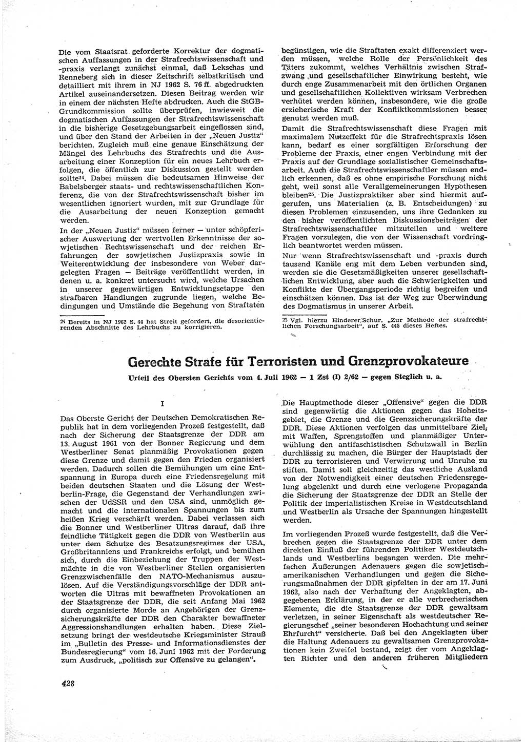 Neue Justiz (NJ), Zeitschrift für Recht und Rechtswissenschaft [Deutsche Demokratische Republik (DDR)], 16. Jahrgang 1962, Seite 428 (NJ DDR 1962, S. 428)