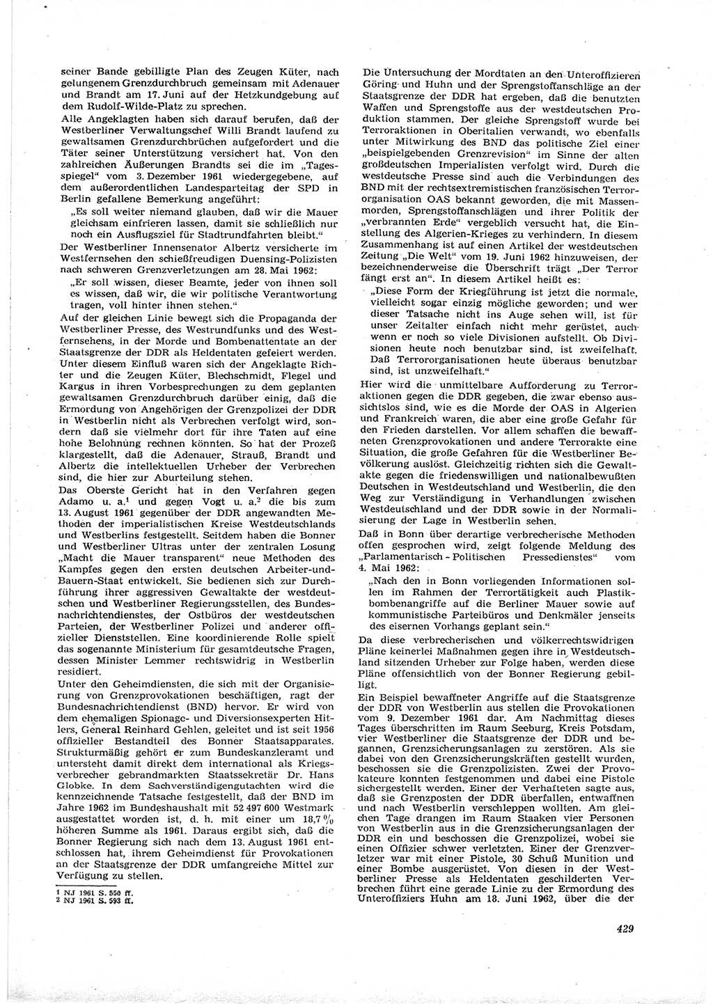 Neue Justiz (NJ), Zeitschrift für Recht und Rechtswissenschaft [Deutsche Demokratische Republik (DDR)], 16. Jahrgang 1962, Seite 429 (NJ DDR 1962, S. 429)