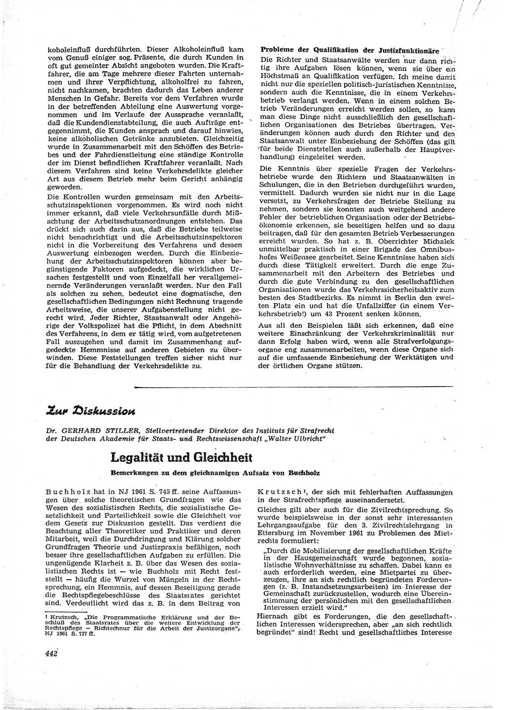 Neue Justiz (NJ), Zeitschrift für Recht und Rechtswissenschaft [Deutsche Demokratische Republik (DDR)], 16. Jahrgang 1962, Seite 442 (NJ DDR 1962, S. 442)