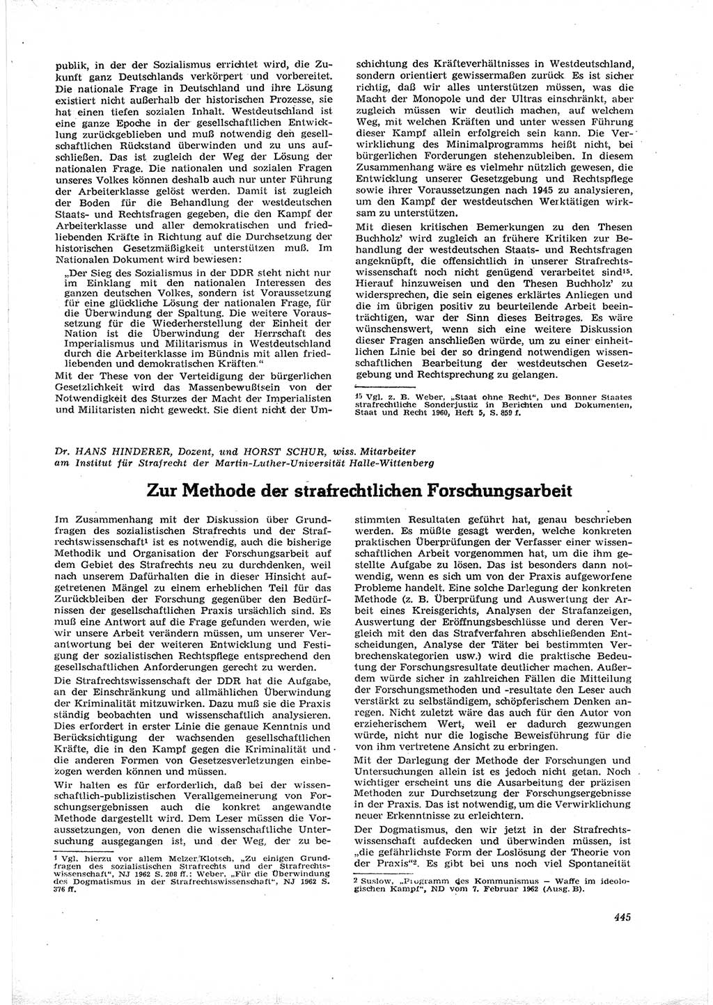 Neue Justiz (NJ), Zeitschrift für Recht und Rechtswissenschaft [Deutsche Demokratische Republik (DDR)], 16. Jahrgang 1962, Seite 445 (NJ DDR 1962, S. 445)