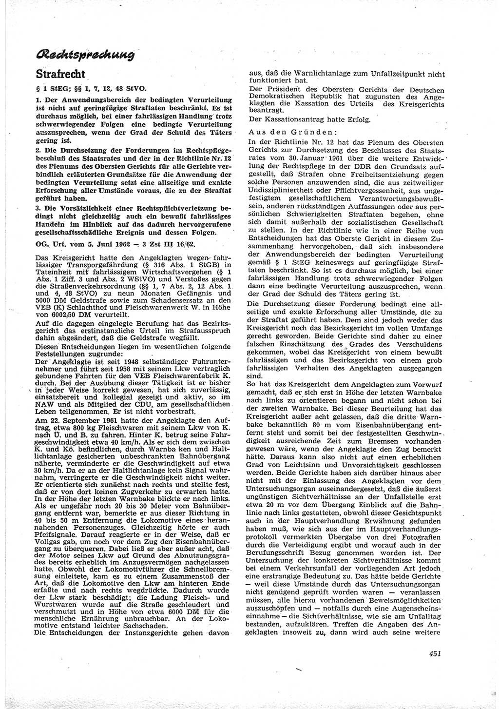 Neue Justiz (NJ), Zeitschrift für Recht und Rechtswissenschaft [Deutsche Demokratische Republik (DDR)], 16. Jahrgang 1962, Seite 451 (NJ DDR 1962, S. 451)