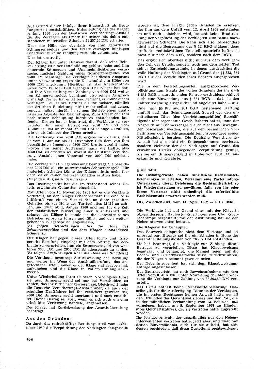 Neue Justiz (NJ), Zeitschrift für Recht und Rechtswissenschaft [Deutsche Demokratische Republik (DDR)], 16. Jahrgang 1962, Seite 454 (NJ DDR 1962, S. 454)