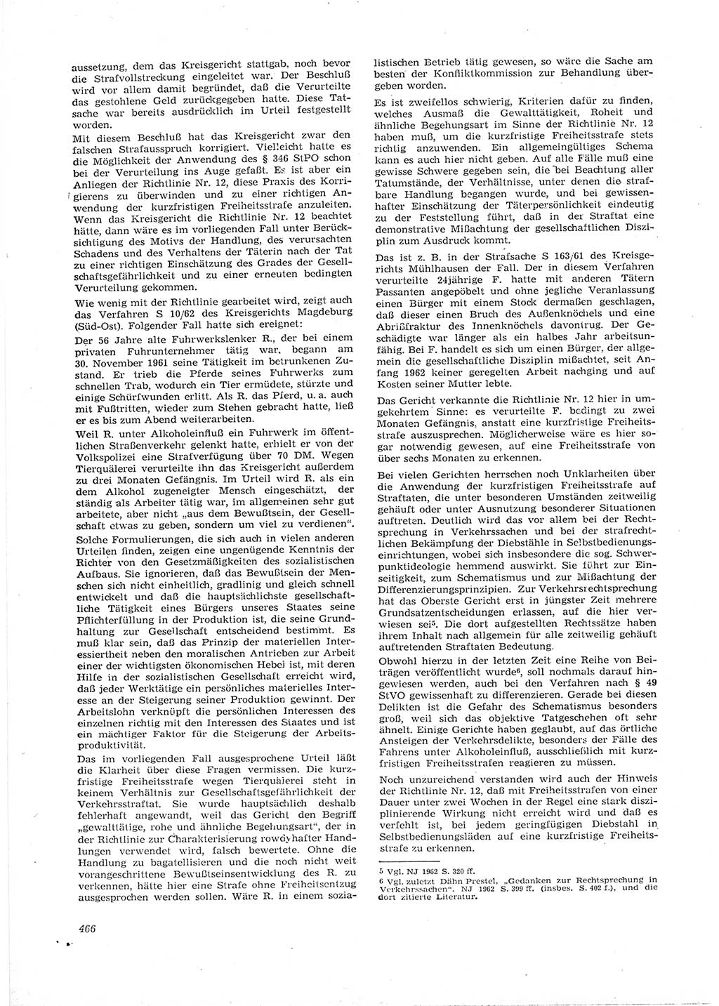 Neue Justiz (NJ), Zeitschrift für Recht und Rechtswissenschaft [Deutsche Demokratische Republik (DDR)], 16. Jahrgang 1962, Seite 466 (NJ DDR 1962, S. 466)