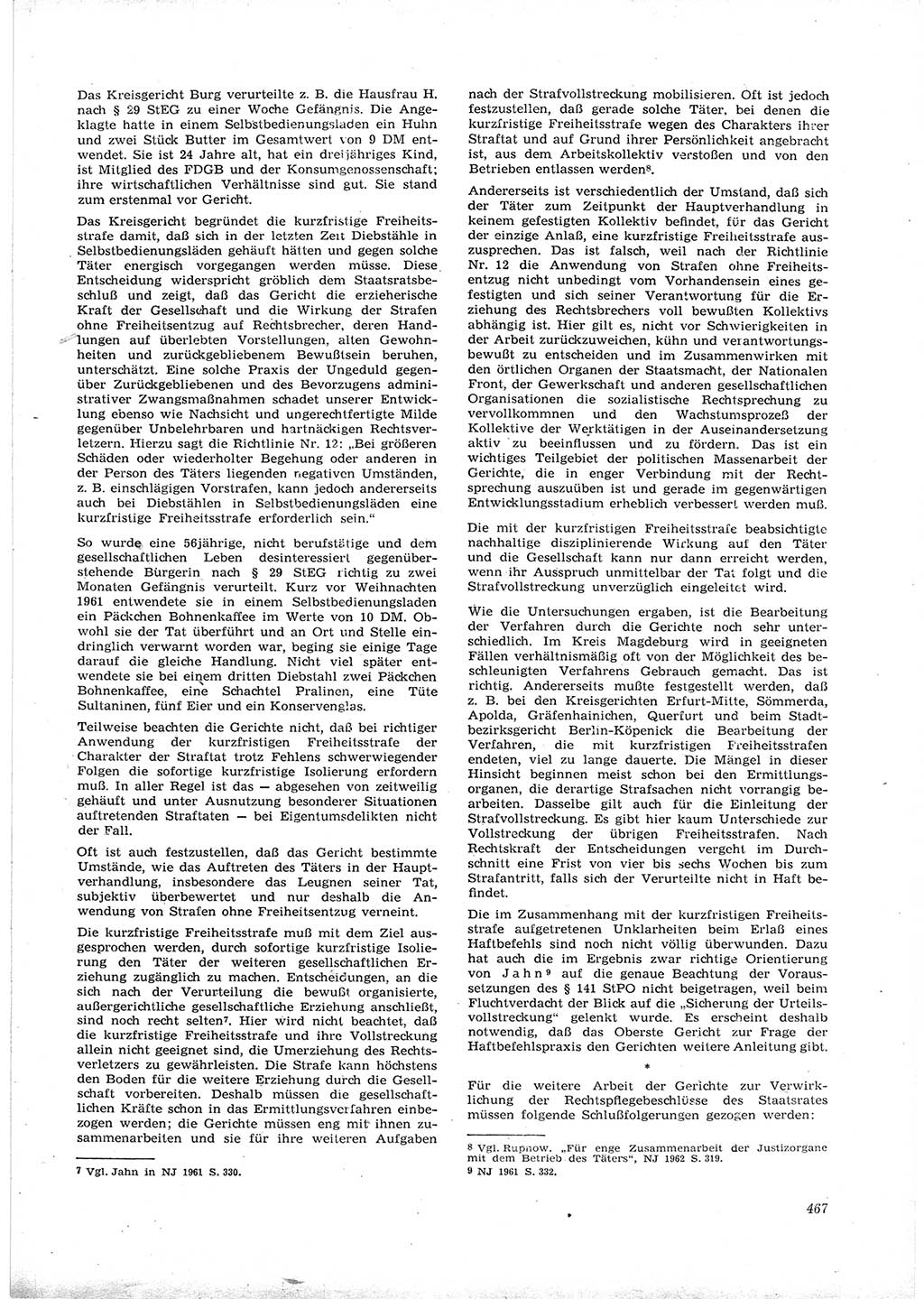 Neue Justiz (NJ), Zeitschrift für Recht und Rechtswissenschaft [Deutsche Demokratische Republik (DDR)], 16. Jahrgang 1962, Seite 467 (NJ DDR 1962, S. 467)