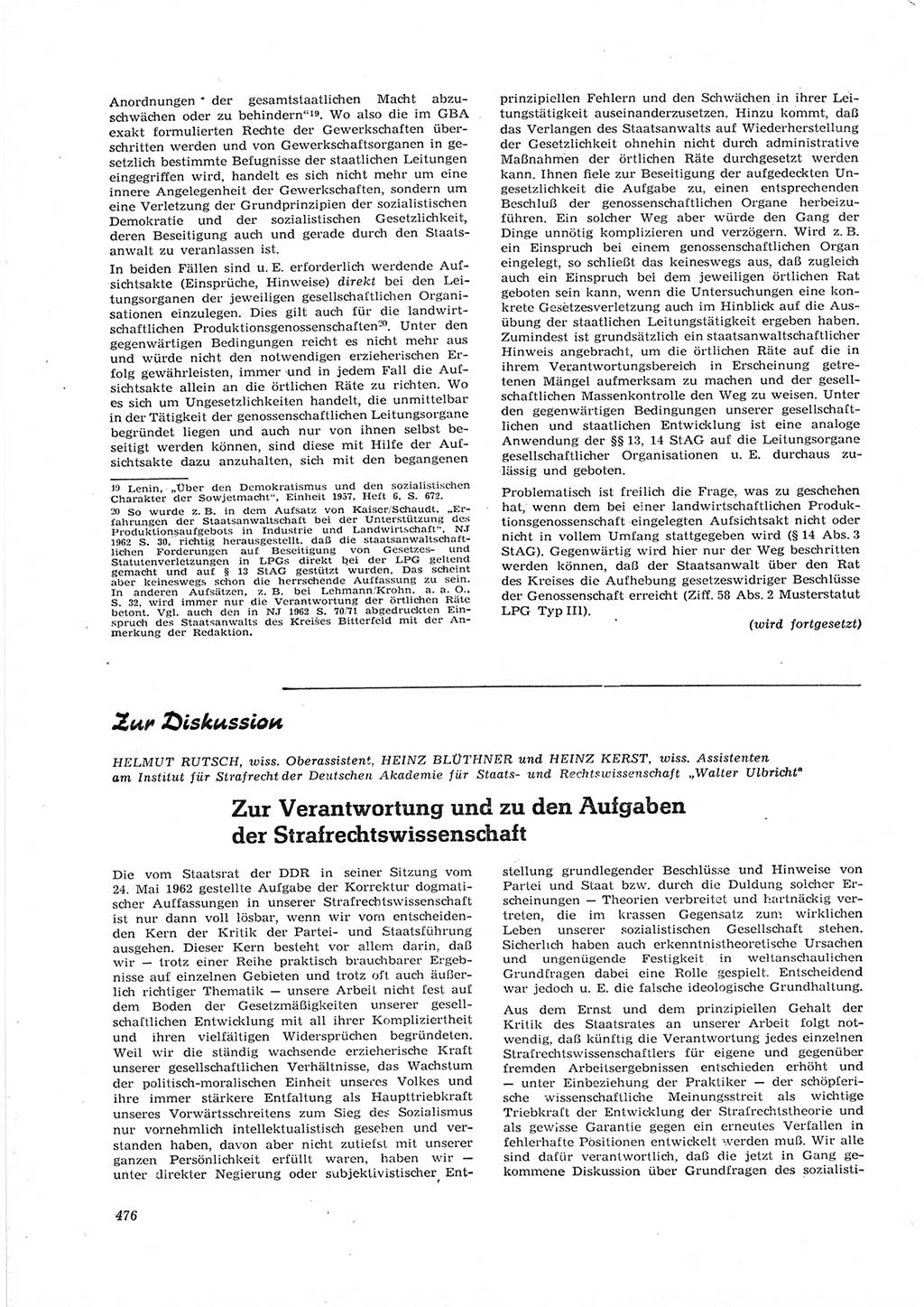 Neue Justiz (NJ), Zeitschrift für Recht und Rechtswissenschaft [Deutsche Demokratische Republik (DDR)], 16. Jahrgang 1962, Seite 476 (NJ DDR 1962, S. 476)