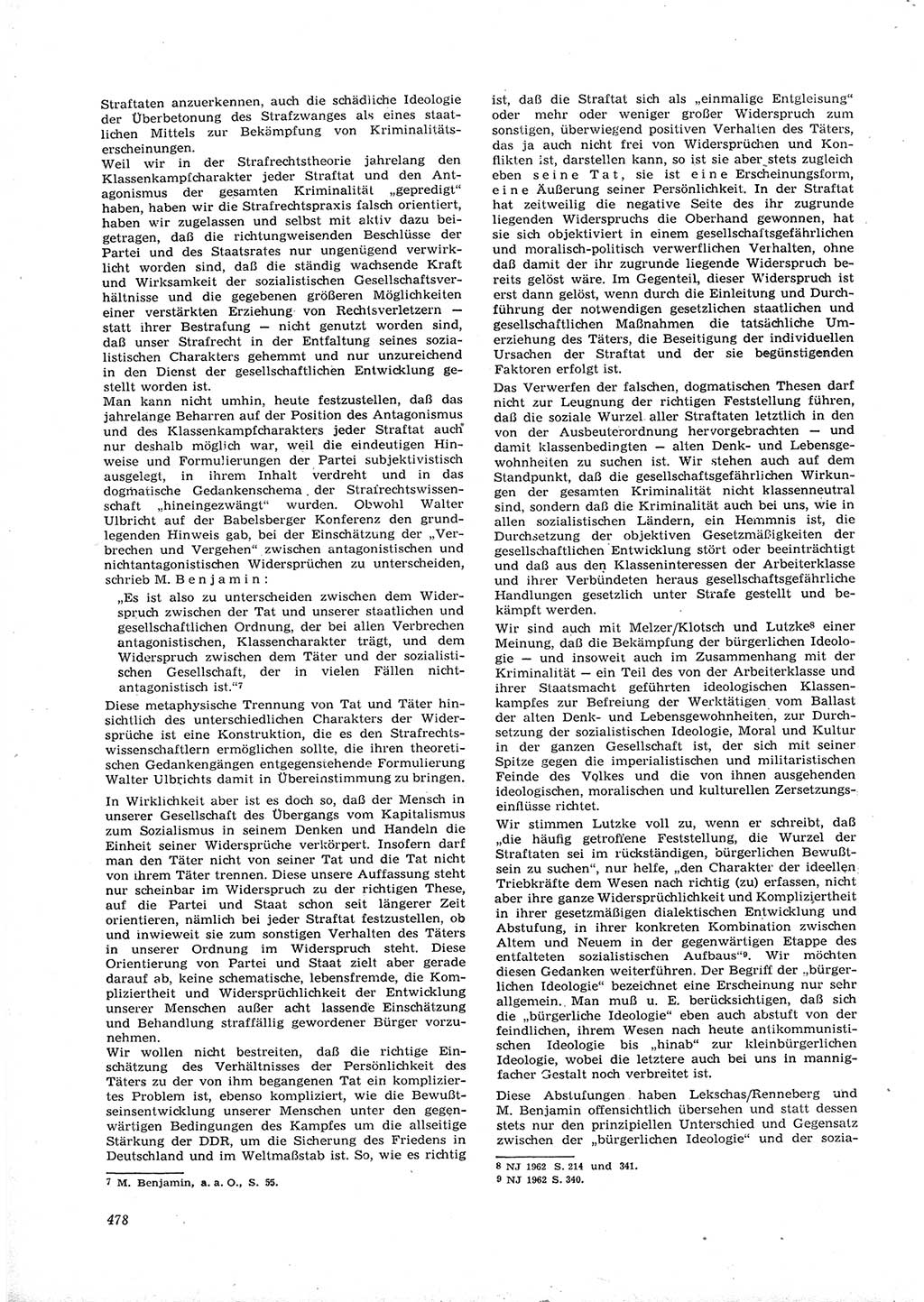 Neue Justiz (NJ), Zeitschrift für Recht und Rechtswissenschaft [Deutsche Demokratische Republik (DDR)], 16. Jahrgang 1962, Seite 478 (NJ DDR 1962, S. 478)
