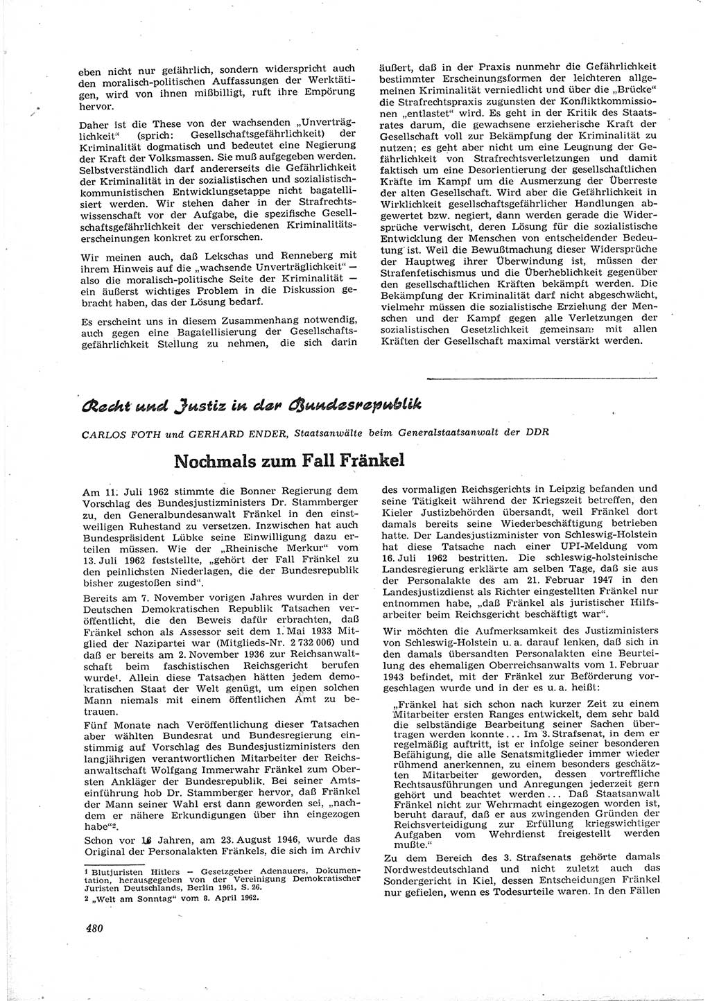 Neue Justiz (NJ), Zeitschrift für Recht und Rechtswissenschaft [Deutsche Demokratische Republik (DDR)], 16. Jahrgang 1962, Seite 480 (NJ DDR 1962, S. 480)